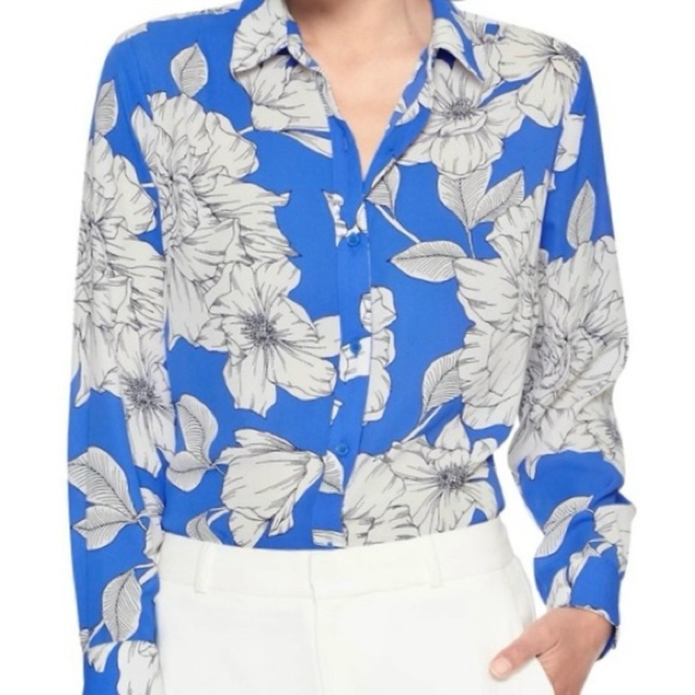Banana Republic Floral Button Front Blouse